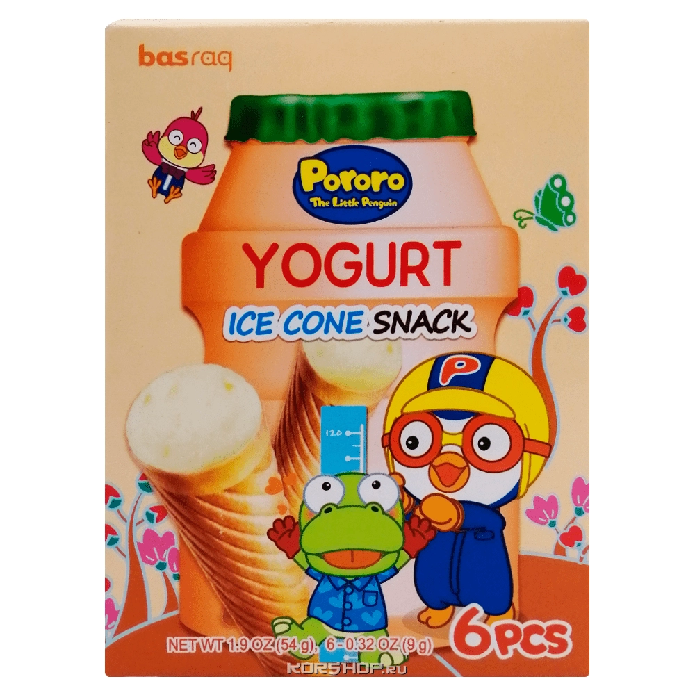 Снэк в виде рожка со вкусом йогурта Pororo, Корея, 54 г