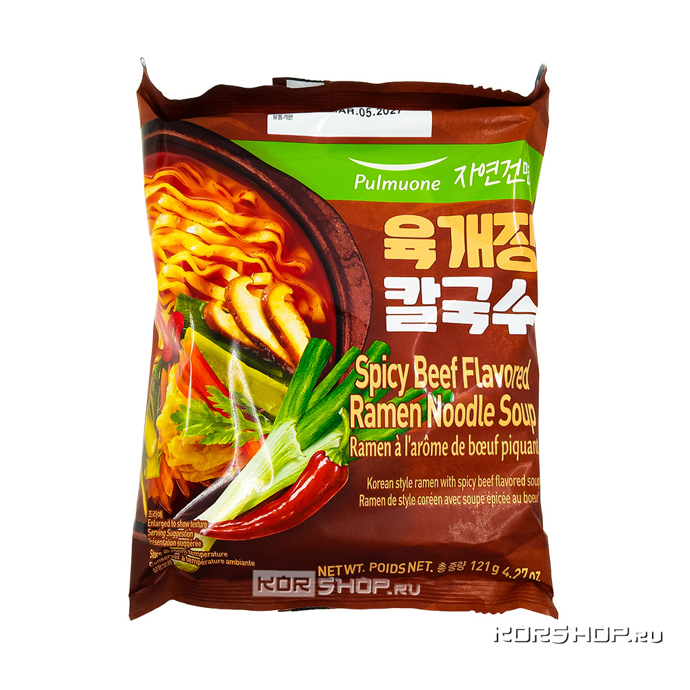 Лапша б/п острая со вкусом говядины (Spicy Вeef Flavored Ramen Noodle Soup) Pulmuone, Корея, 121 г Лапша б/п острая со вкусом говядины (Spicy Вeef Flavored Ramen Noodle Soup) Pulmuone, Корея, 121 г