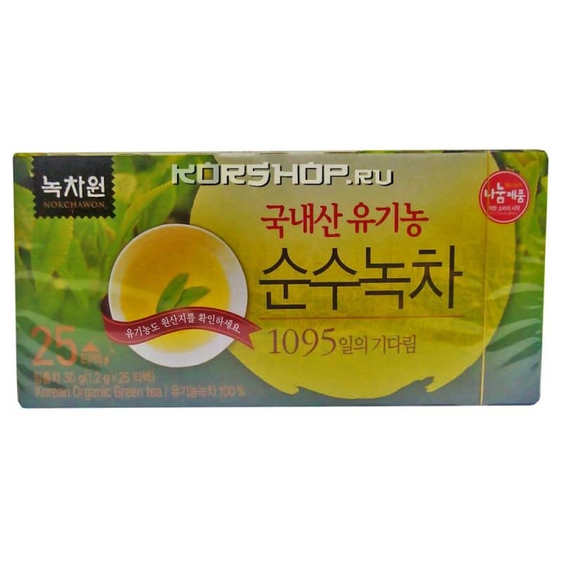Корейский зеленый органический чай Nokchawon (в пакетиках), Корея 30 г(1,2г*25шт). Акция!