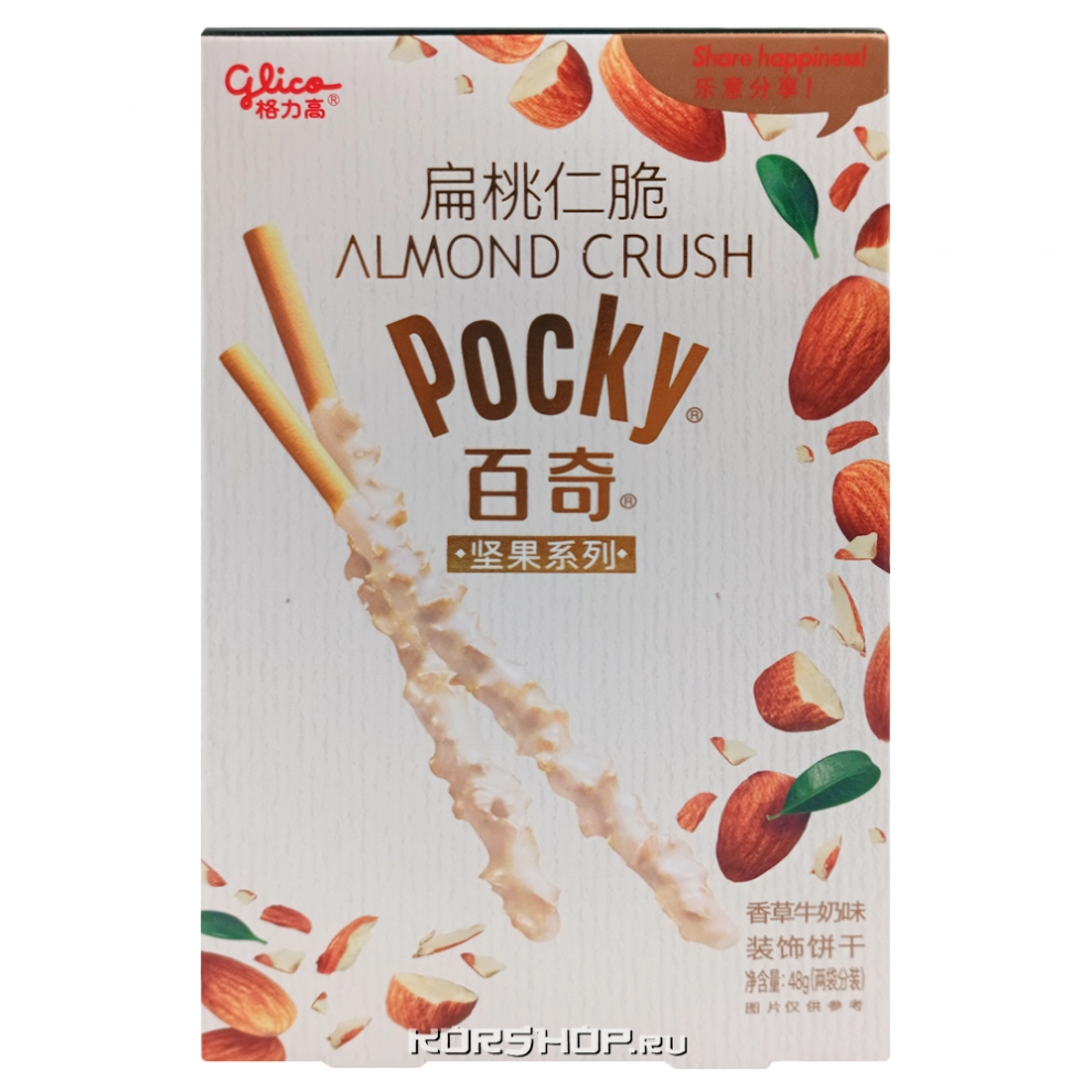 Палочки с хрустящим миндалем в молочной глазури Almond Crush Pocky Glico, Китай, 48 г Палочки с хрустящим миндалем в молочной глазури Almond Crush Pocky Glico, Китай, 48 г