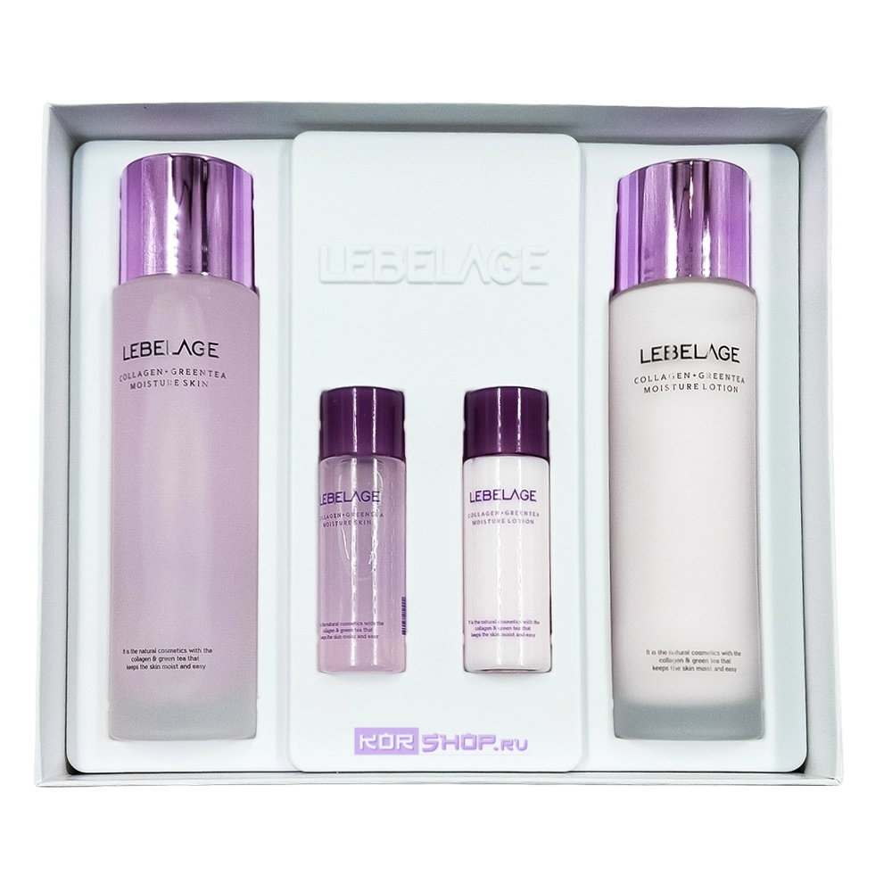 Увлажняющий набор для лица с коллагеном и зеленым чаем (тонер 150 мл, тонер 30 мл, лосьон 150 мл, лосьон 30 мл) Collagen + Green Tea Moisture 2SET Lebelage, Корея Увлажняющий набор для лица с коллагеном и зеленым чаем (тонер 150 мл, тонер 30 мл, лосьон 150 мл, лосьон 30 мл) Collagen + Green Tea Moisture 2SET Lebelage, Корея