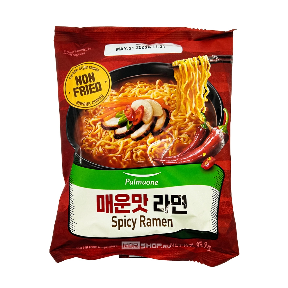 Лапша б/п острая нежареная Spicy Ramen Pulmuone, Корея, 95,9 г Лапша б/п острая нежареная Spicy Ramen Pulmuone, Корея, 95,9 г