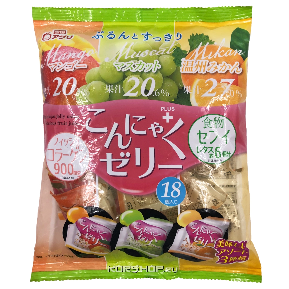 Желе конняку Микс (Манго/Мускат/Мандарин) Yukiguni Aguri, Япония, 288 г Желе конняку Микс (Манго/Мускат/Мандарин) Yukiguni Aguri, Япония, 288 г