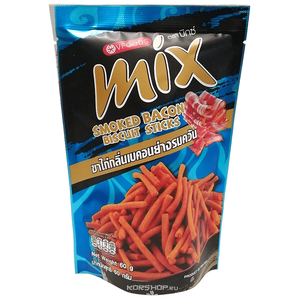 Хрустящие палочки со вкусом копченого бекона Mix VFoods, Таиланд, 50 г Хрустящие палочки со вкусом копченого бекона Mix VFoods, Таиланд, 50 г