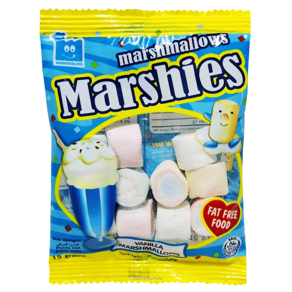 Зефир маршмеллоу с ванильным вкусом Marshies Markenburg, 15 г Зефир маршмеллоу с ванильным вкусом Marshies Markenburg, 15 г