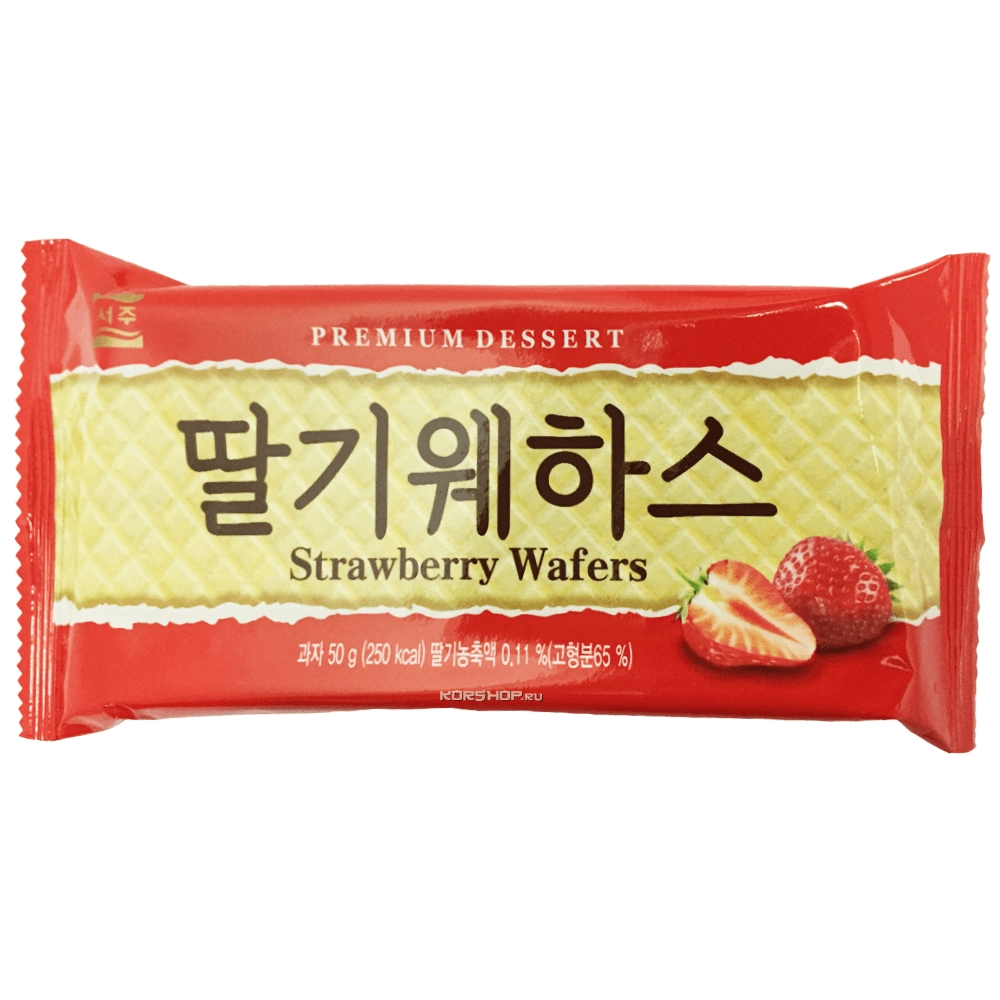 Вафли со вкусом клубники, Корея, 50 г