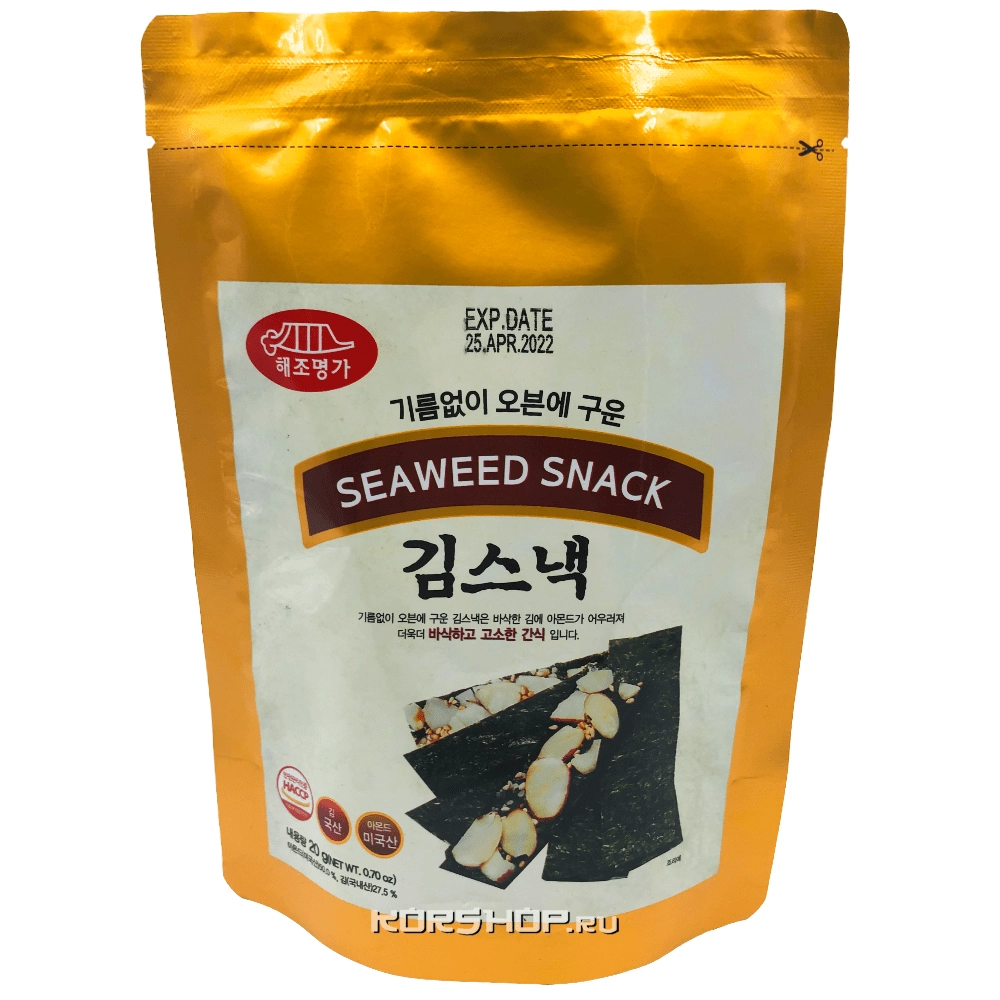Сушеная морская капуста в пластинах с миндалем Haejomyeongga, Корея, 20 г.