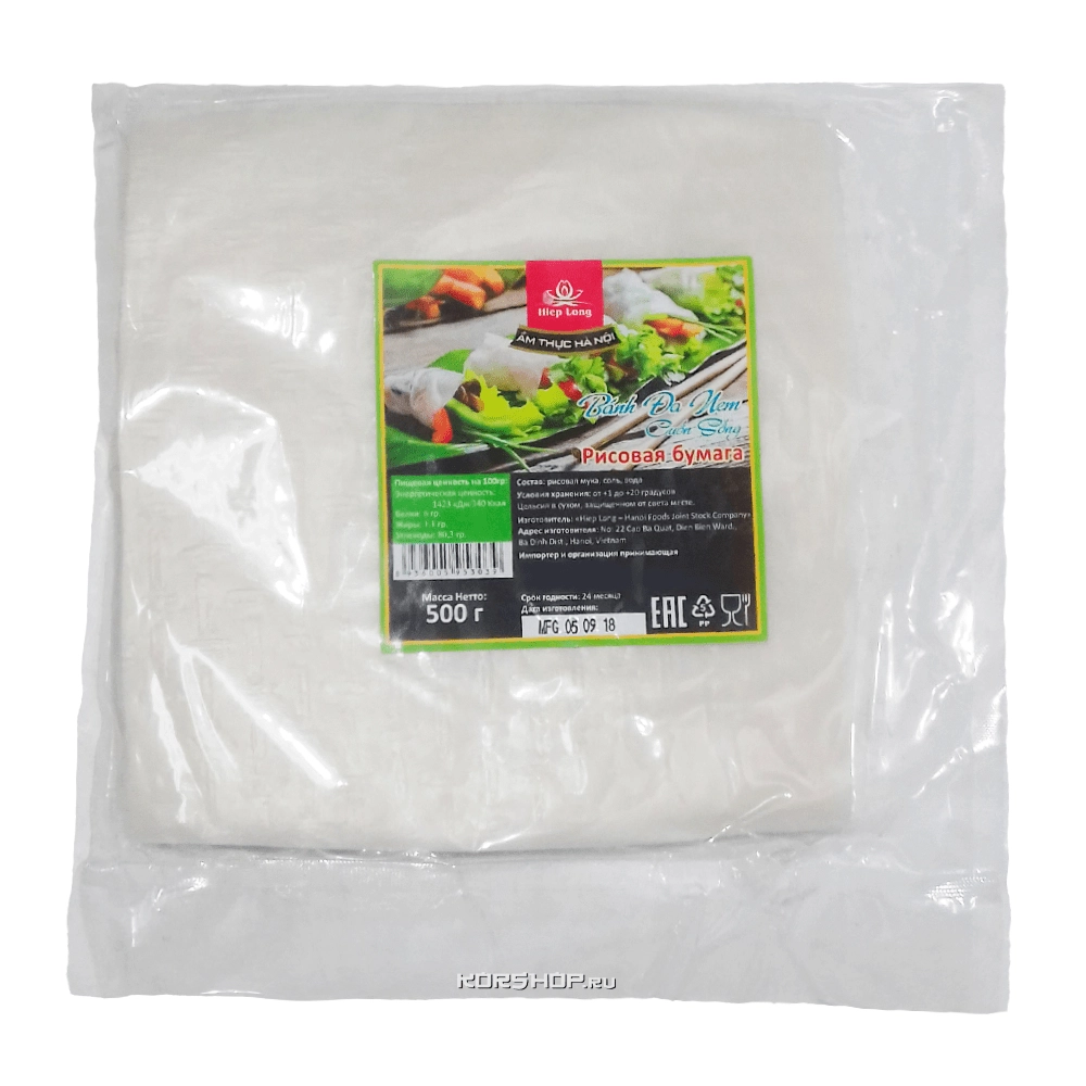 Рисовая бумага Hiep Long (квадратная), Вьетнам, 500 г Рисовая бумага Hiep Long (квадратная), Вьетнам, 500 г