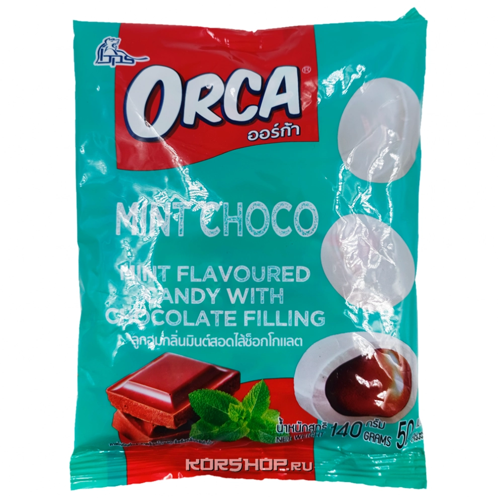 Карамельные конфеты со вкусом мяты и шоколадной начинкой Orca Boonprasert, Таиланд, 140 г