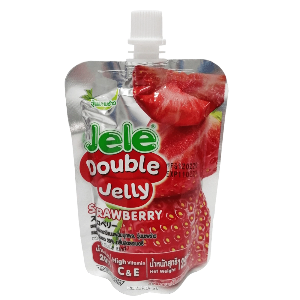 Желе с клубникой, мякотью кокоса, коллагеном, витамином С Double Jelly Jele, Таиланд, 125 г Желе с клубникой, мякотью кокоса, коллагеном, витамином С Double Jelly Jele, Таиланд, 125 г