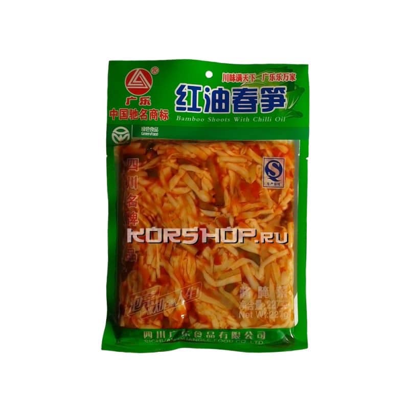 Китайская закуска Бамбуковые полоски "Bamboo Shoots with chili oil" 227 г.