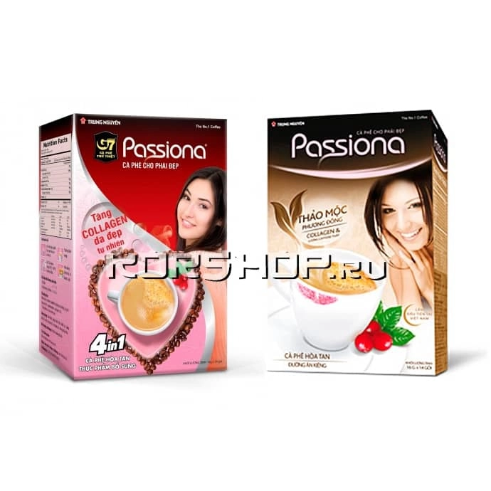 Вьетнамский кофе Пассиона (Passiona) Trung Nguyen с коллагеном, со сниженным содержанием кофеина (16 гХ14 шт.)