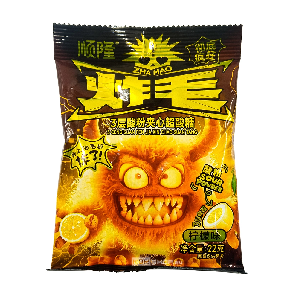 Суперкислые трехслойные конфеты с лимонным вкусом Shun Long Food, Китай, 22 г Суперкислые трехслойные конфеты с лимонным вкусом Shun Long Food, Китай, 22 г