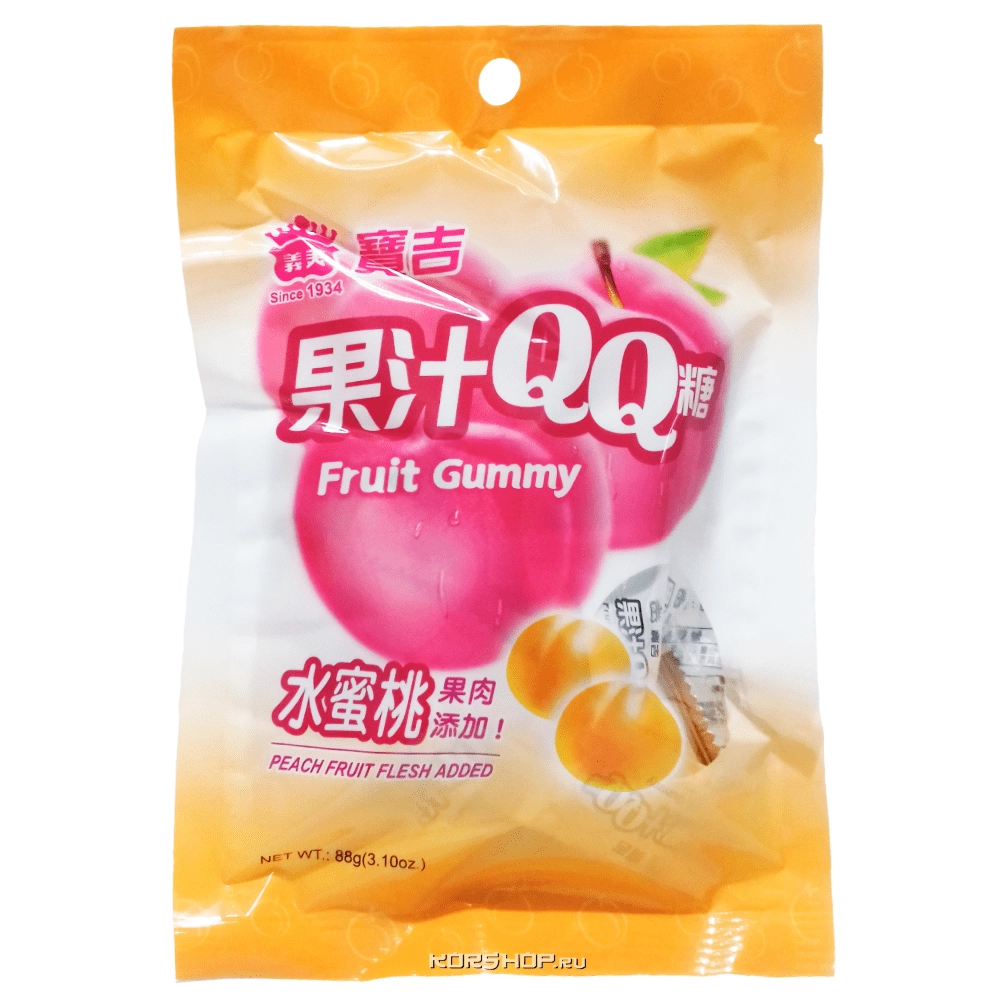 Желе Персик QQ, Тайвань, 88 г
