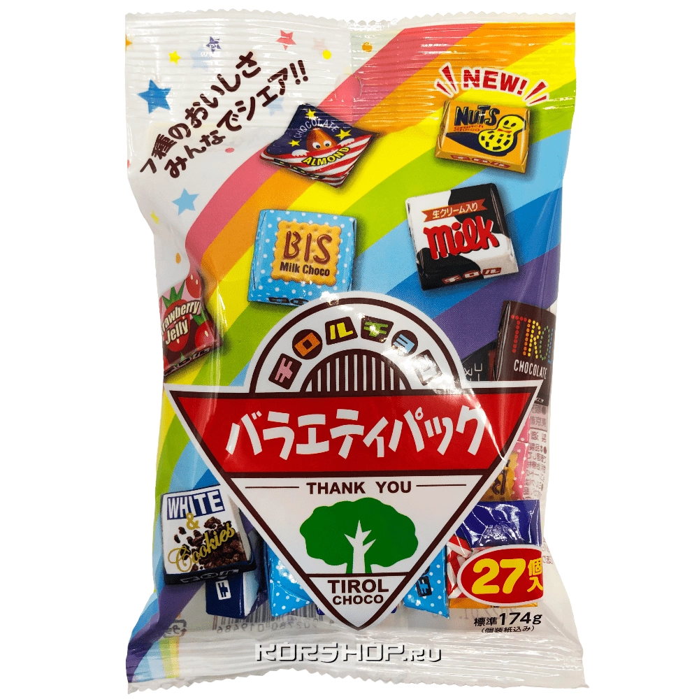 Тирольский шоколад ассорти (27 шт.) Tirol Choco, Япония, 174 г
