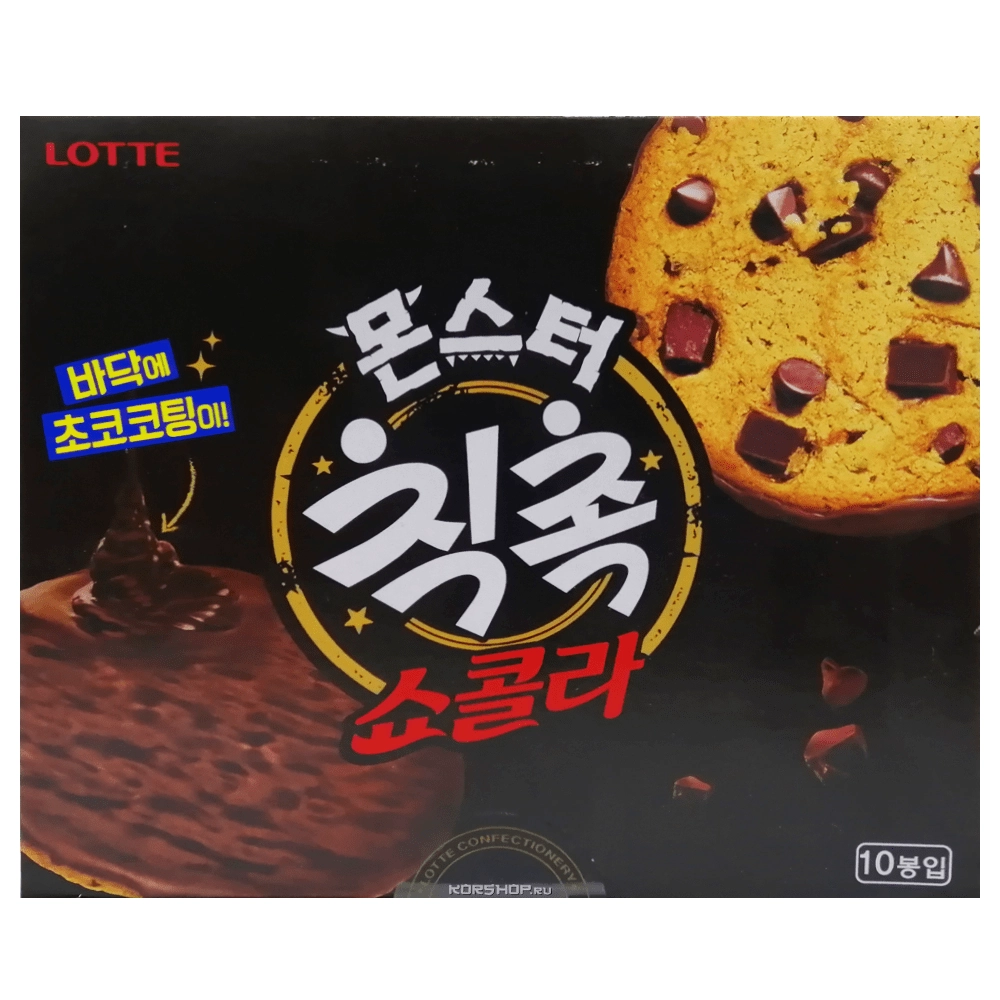 Печенье с кусочками шоколада Monster Chic Choc Choco Lotte, Корея, 40 г