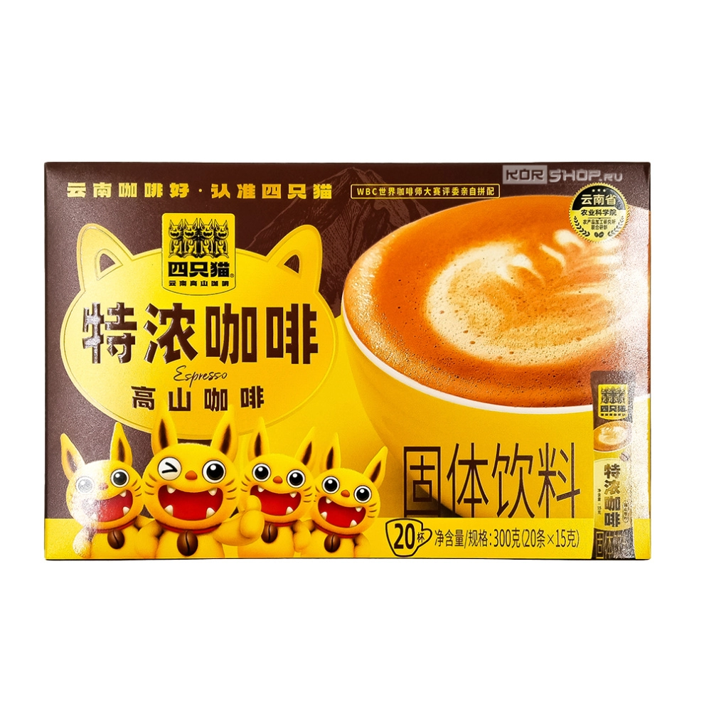 Растворимый кофе Эспрессо Sizhimao, Китай, 300 г (20 стиков по 15 г) Растворимый кофе Эспрессо Sizhimao, Китай, 300 г (20 стиков по 15 г)