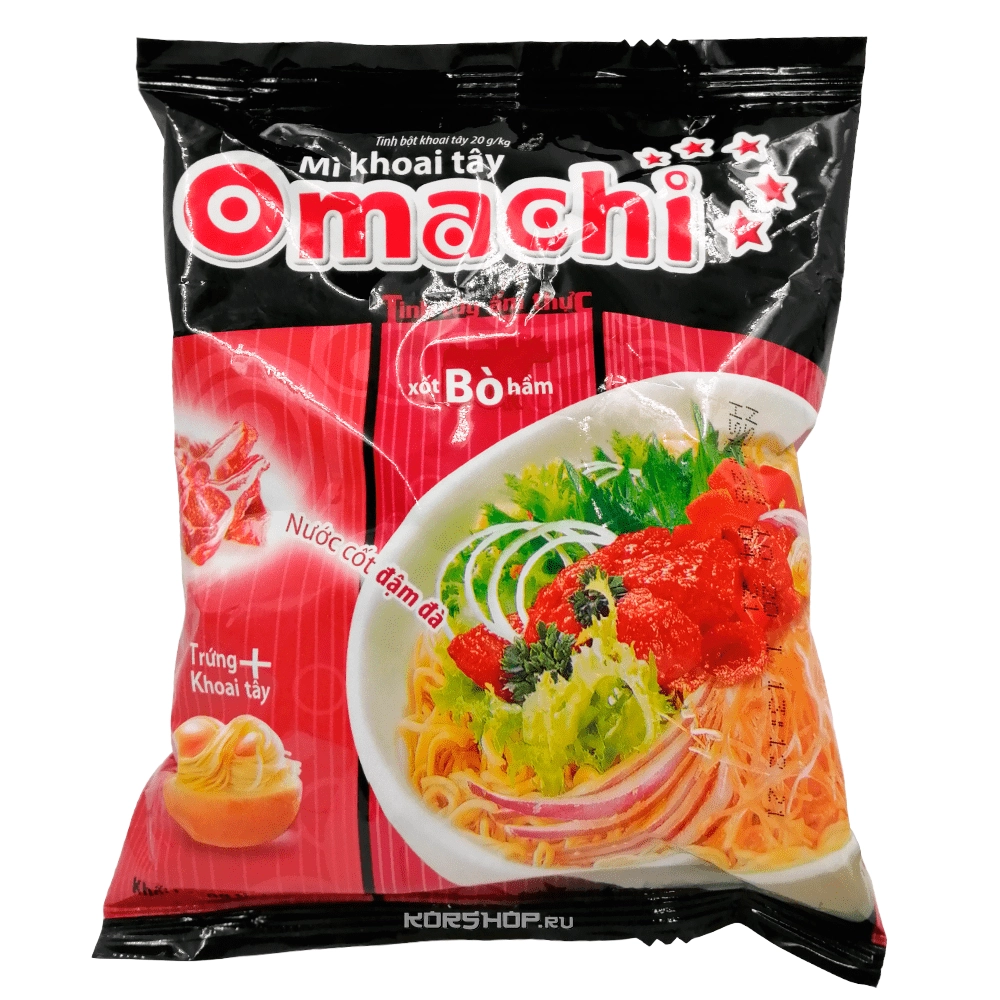 Яичная лапша б/п со вкусом говядины Xot Bo Ham Omachi, Вьетнам, 80 г.