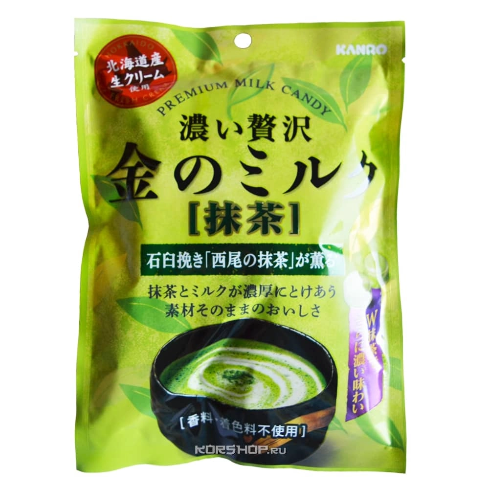 Молочные леденцы с зеленым чаем Матча Kanro, Япония, 70 г Молочные леденцы с зеленым чаем Матча Kanro, Япония, 70 г