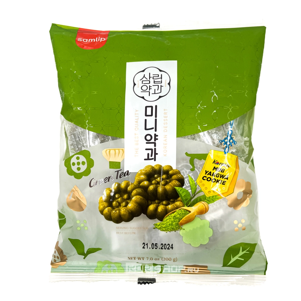 Корейское печенье Якква мини со вкусом зеленого чая Korean Mini Yakgwa Cookie (Green tea) Samlip, Корея, 200 г Корейское печенье Якква мини со вкусом зеленого чая Korean Mini Yakgwa Cookie (Green tea) Samlip, Корея, 200 г
