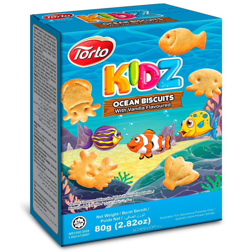 Печенье "Океан" с ванильным вкусом Kidz Torto, 80 г
