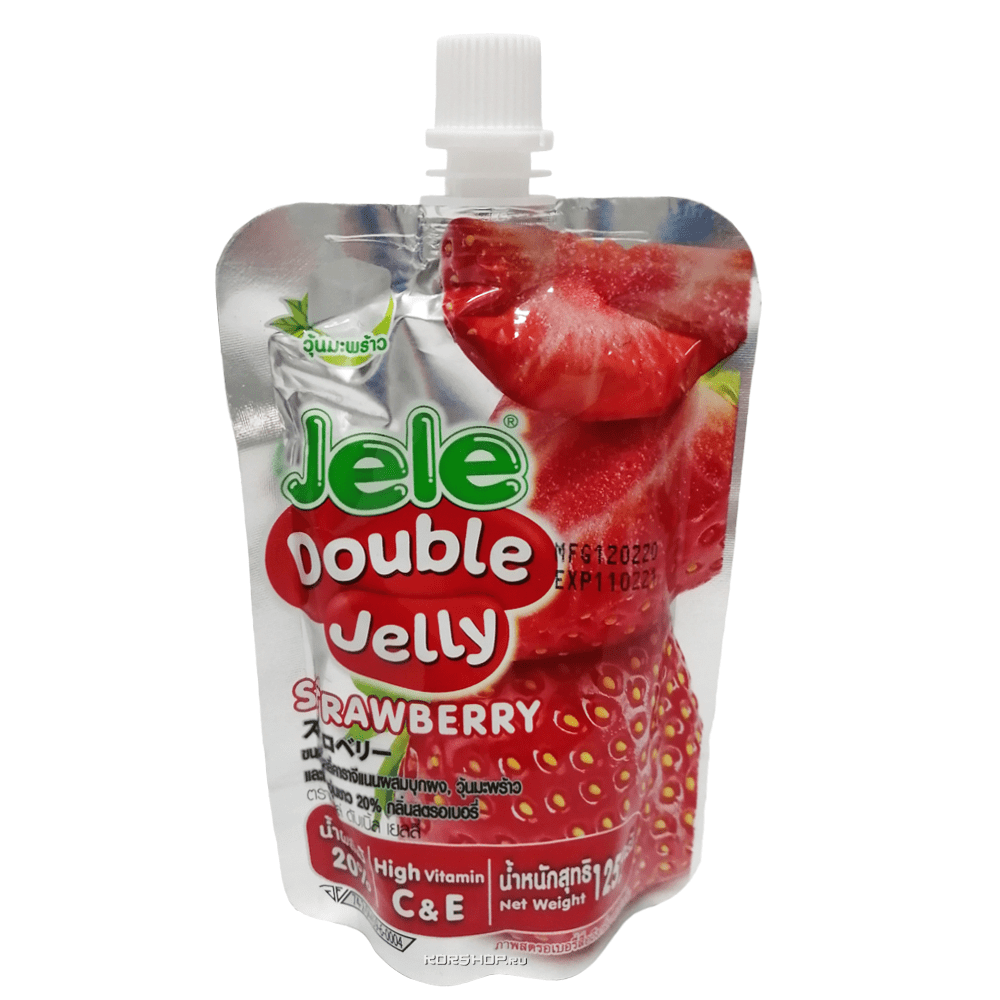 Желе с клубникой, мякотью кокоса, коллагеном, витамином С Double Jelly Jele, Таиланд, 125 г