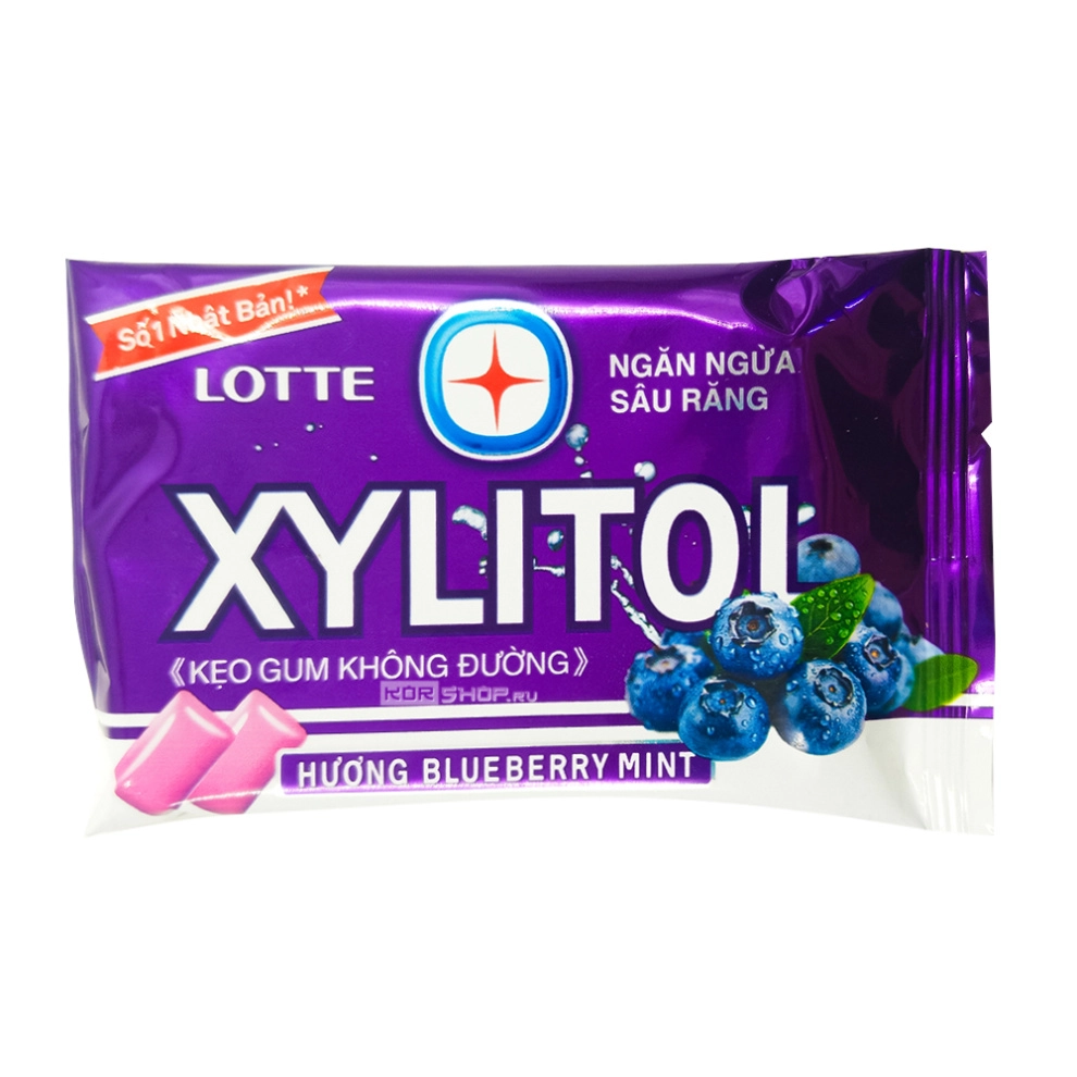 Жевательная резинка Голубика и Мята Xylitol Blueberry Mint Thai Lotte, Таиланд/Вьетнам, 11,6 г
