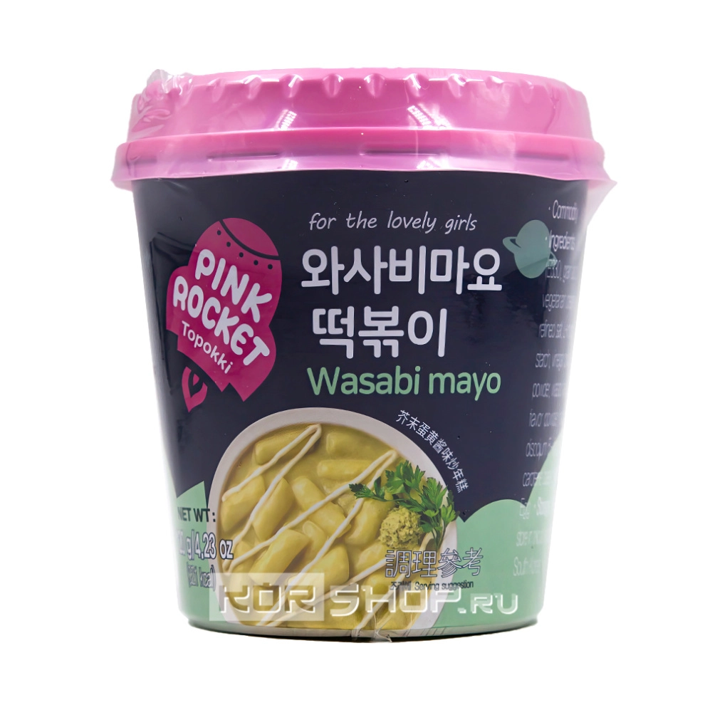 Токпокки со вкусом васаби и майонеза Pink Rocket, Корея, 120 г Токпокки со вкусом васаби и майонеза Pink Rocket, Корея, 120 г