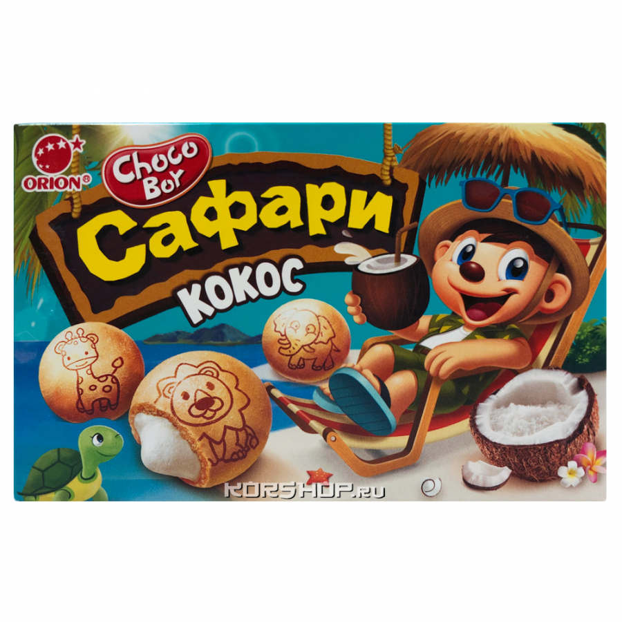 Печенье Кокос Сафари Choco Boy Orion, 39 г