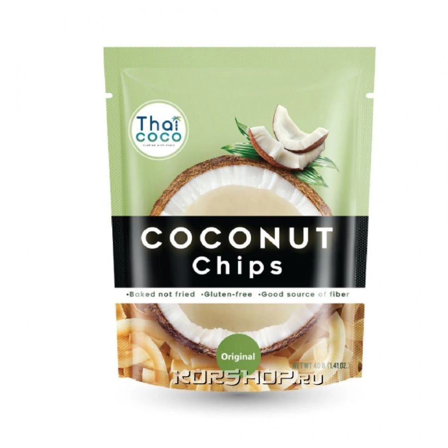 Кокосовые чипсы с оригинальным вкусом Thai Coco, Таиланд 40 г
