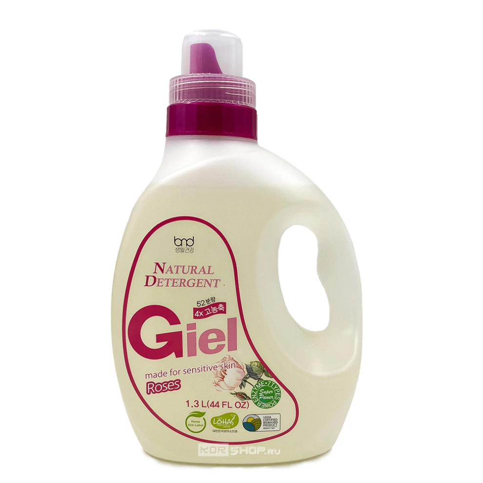 Эко гель для стирки для чувствительной кожи с ароматом розы концентрированный Giel, Корея, 1,3 л Эко гель для стирки для чувствительной кожи с ароматом розы концентрированный Giel, Корея, 1,3 л