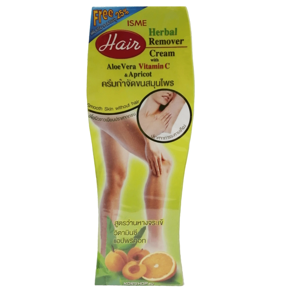 Растительный крем для тела с алоэ вера, витамином С и абрикосом для удаления нежелательных волос на теле Isme, Таиланд, 100 г Растительный крем для тела с алоэ вера, витамином С и абрикосом для удаления нежелательных волос на теле Isme, Таиланд, 100 г