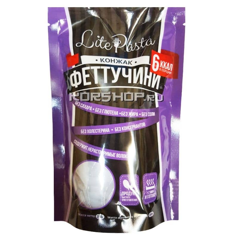 Низкокалорийная вермишель из конжака ширатаки Феттучини LitePasta, Китай, 280 г.