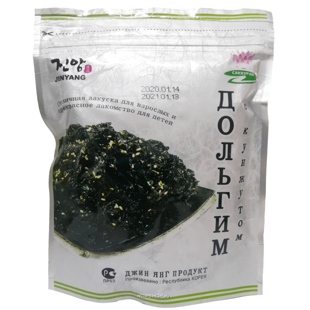 Сушеная обжаренная морская капуста с кунжутом Дольгим, Корея, 90 г