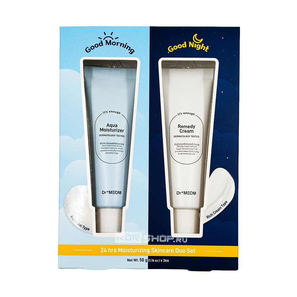 Набор для увлажнения кожи (Восстанавливающий крем + Увлажняющий крем-гель для лица) Dr+MEDM, Корея, 100 г (50 г х 2 шт.)