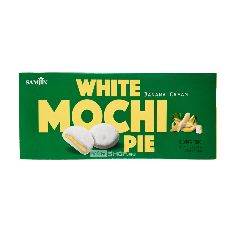 Моти со вкусом банана в белой глазури Banana Mochi Cake Samjin, Корея, 150 г