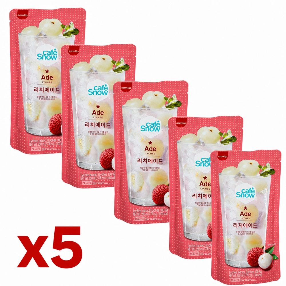 Набор (5 уп. по 230 мл) Напиток б/а «Личи» (Lychee Ade) Самлип / Samlip, Корея, 230 мл х 5 шт. Набор (5 уп. по 230 мл) Напиток б/а «Личи» (Lychee Ade) Самлип / Samlip, Корея, 230 мл х 5 шт.