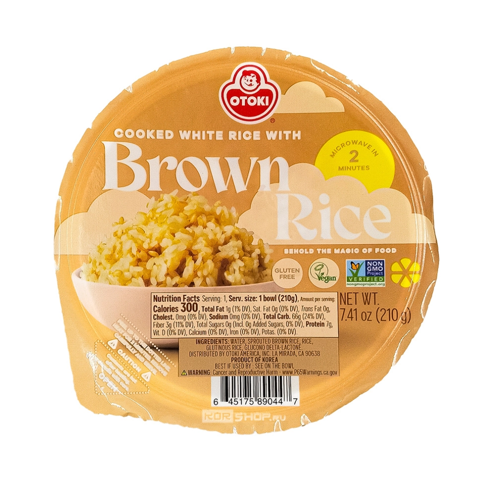 Готовый белый рис с коричневым рисом Cooked White Rice With Brown Rice Otoki (Ottogi), Корея, 210 г