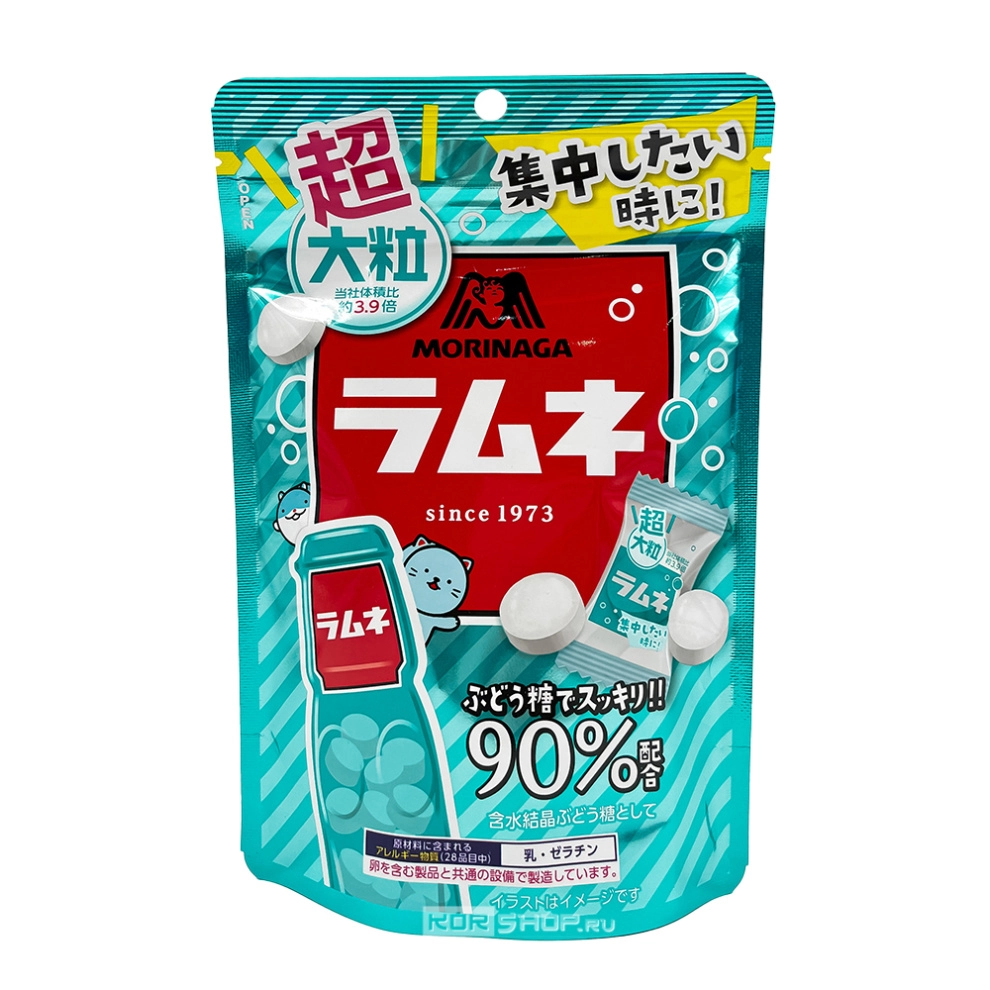 Конфеты драже со вкусом лимонада Рамунэ Ramune Super Large Grain Morinaga, Япония, 60 г