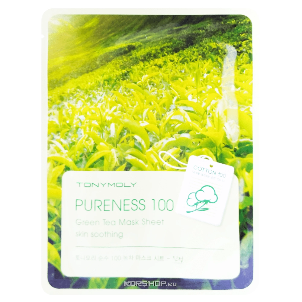 Тканевая маска для лица с зеленым чаем Pureness 100 Tony Moly, Корея, 21 г Тканевая маска для лица с зеленым чаем Pureness 100 Tony Moly, Корея, 21 г