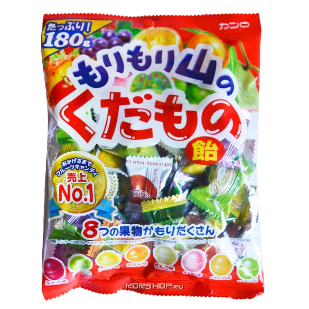 Леденцы ассорти 8 фруктовых вкусов Kanro, Япония, 180 г