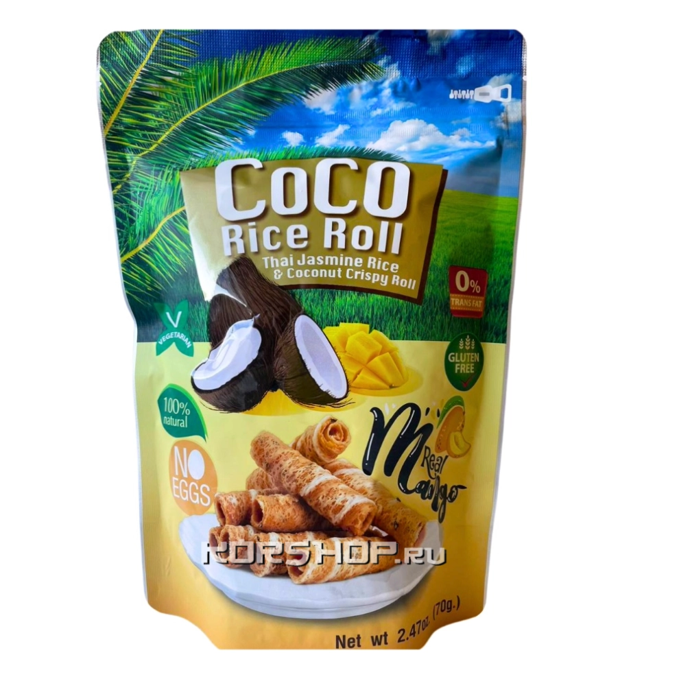 Кокосовые роллы со вкусом Манго Kaset, Таиланд, 70 г Кокосовые роллы со вкусом Манго Kaset, Таиланд, 70 г