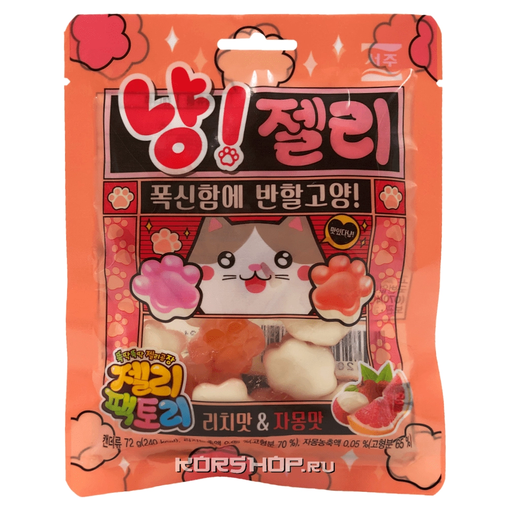 Мармелад со вкусом личи и грейпфрута Meow! Jelly "Котенок", Корея, 72 г