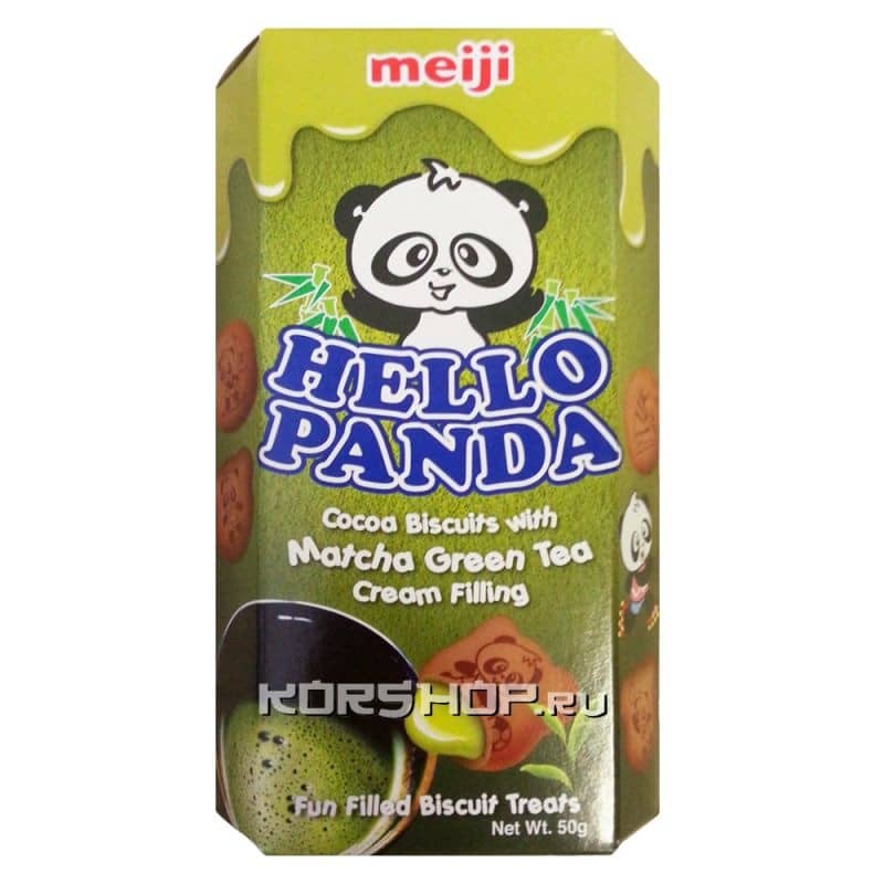 Печенье Hello Panda с начинкой из зелёного чая Маття Meiji, Сингапур, 50 г