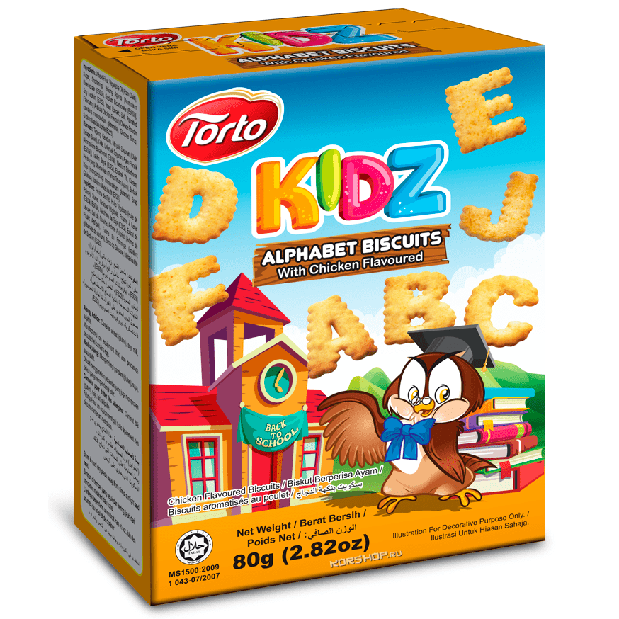Печенье "Алфавит" со вкусом курицы Kidz Torto, 80 г
