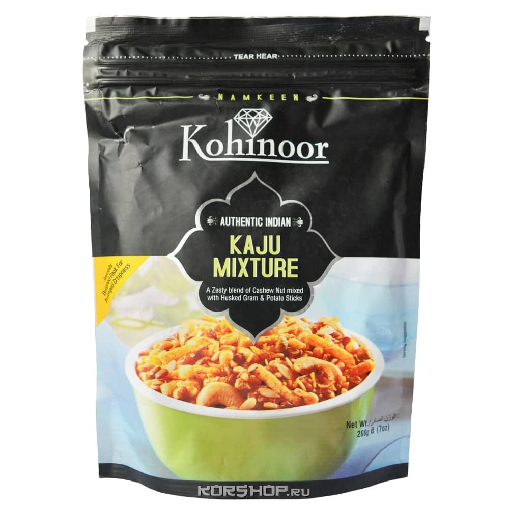 Пикантная смесь кешью с соломкой из бобовой муки Kaju Mixture Kohinoor, Индия, 200 г