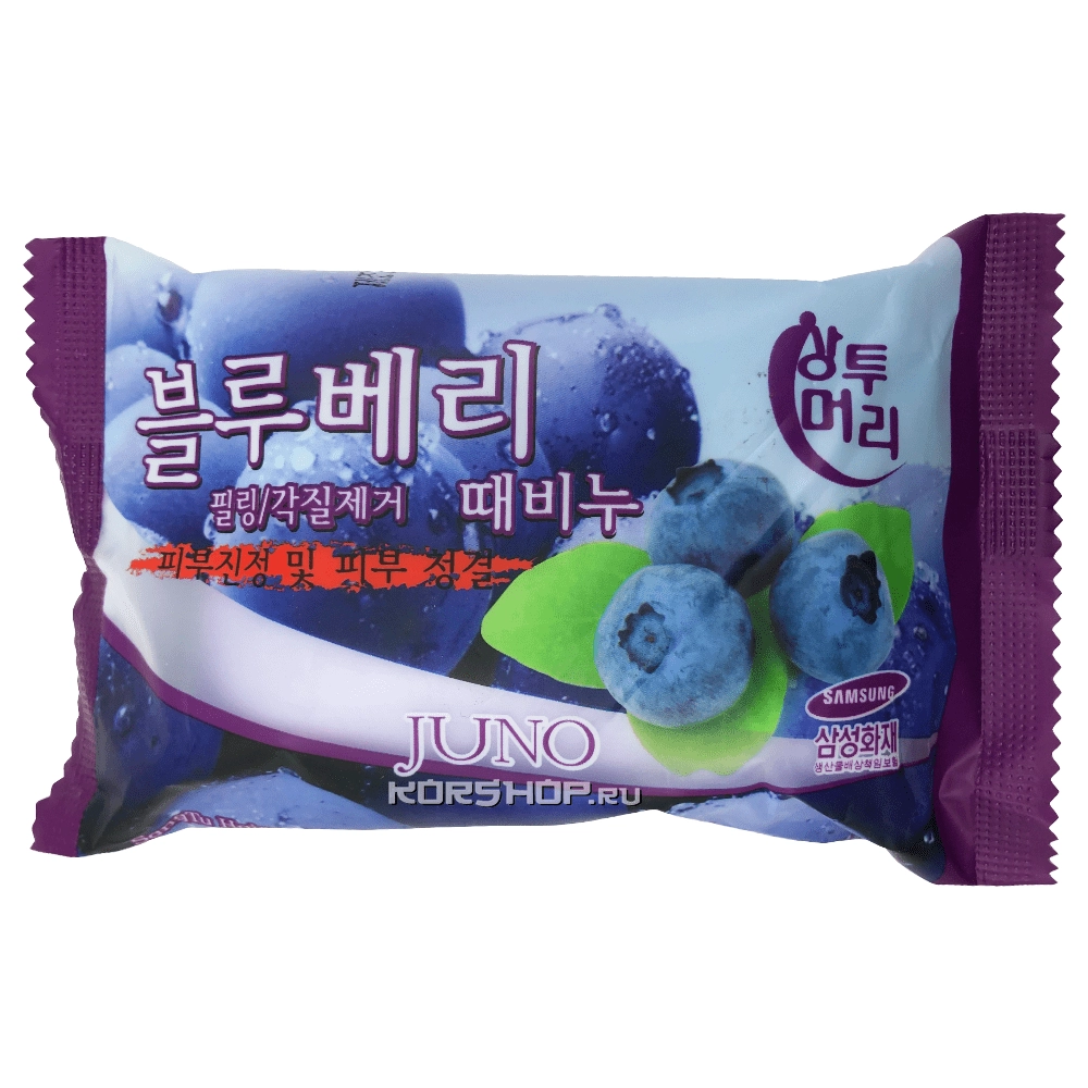 Мыло с отшелушивающим эффектом с экстрактом черники Juno, Корея, 150 г Мыло с отшелушивающим эффектом с экстрактом черники Juno, Корея, 150 г