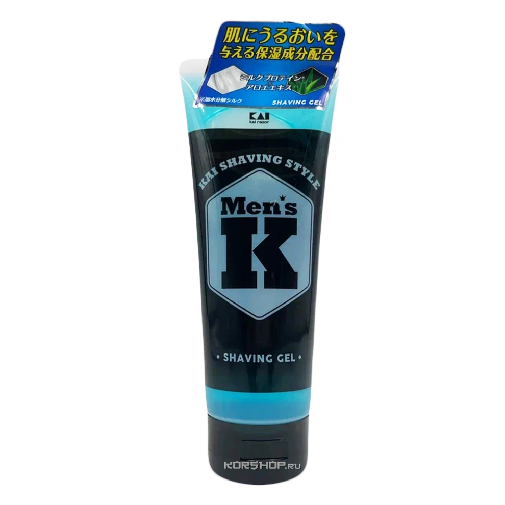 Гель для бритья с протеинами шёлка и алоэ Men's K Shaving Style Kai, Япония, 205 г