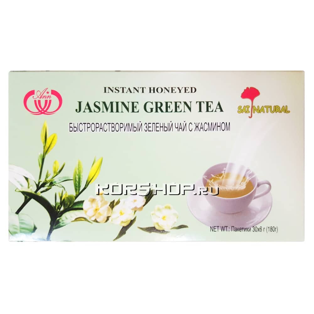 Быстрорастворимый зеленый чай с жасмином Sai Natural (30 шт), Китай, 180 г