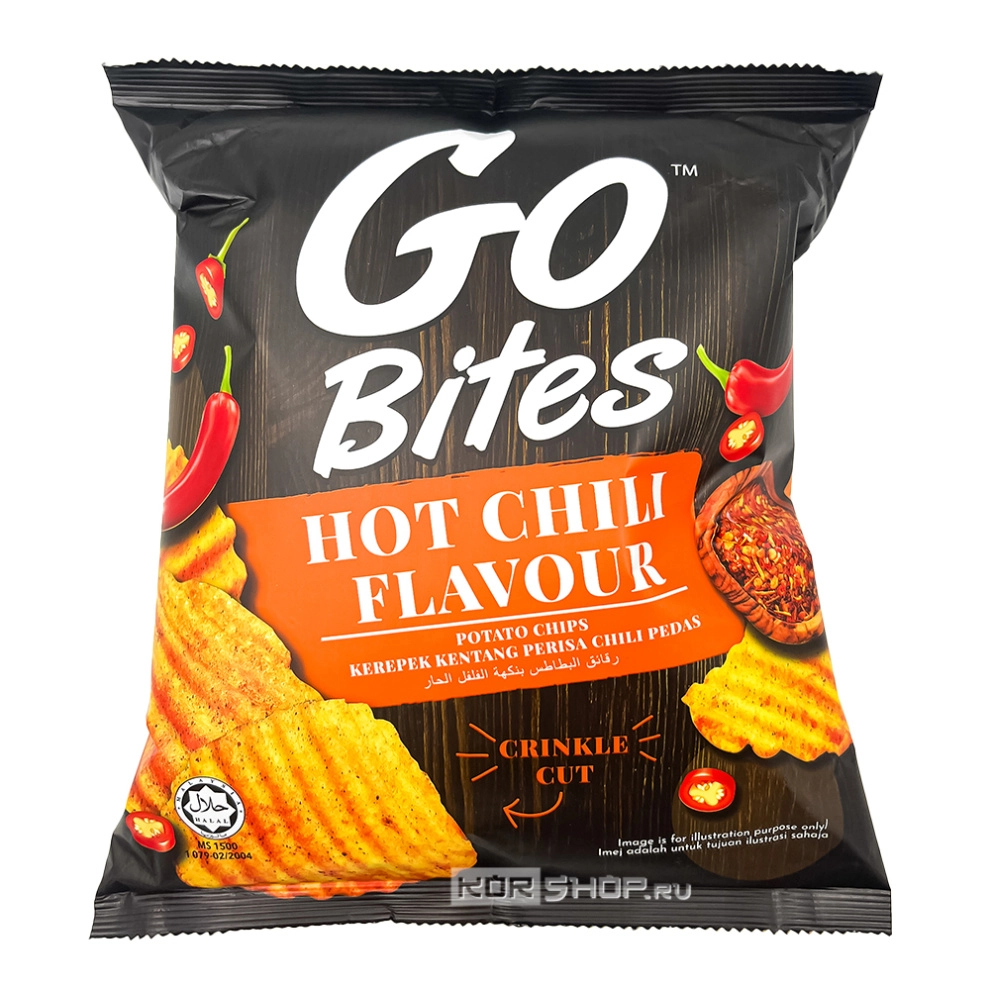 Картофельные чипсы со вкусом острого перца чили Go Bites HARI HARI, Малайзия, 60 г Картофельные чипсы со вкусом острого перца чили Go Bites HARI HARI, Малайзия, 60 г